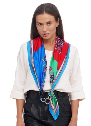 Silk scarf My Scarf "Ukraine .Four seasons,, Decorate with natura jstone