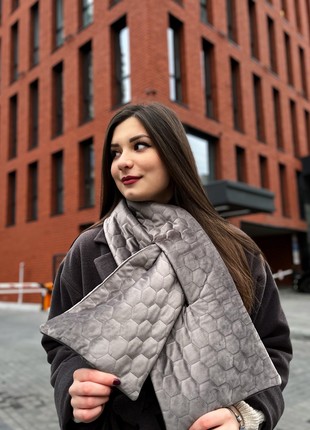 Stylish double-sided velvet scarf  grey unisex7 photo