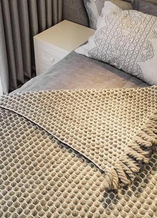 Chunky crochet blanket wool gray8 photo