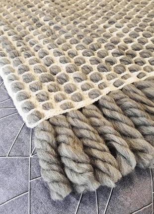 Chunky crochet blanket wool gray9 photo