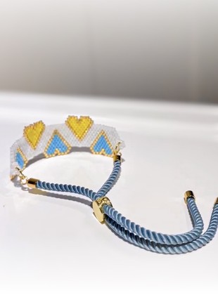 Bracelet Ukrainian hearts in symbolic blue&yelollow colors2 photo