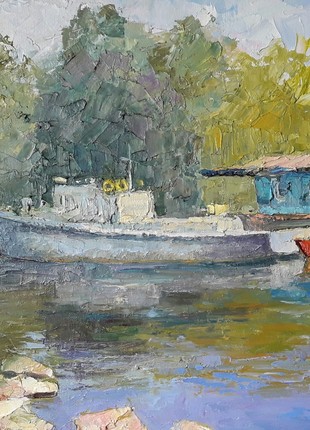 Oil painting Berth on the Dnieper Serdyuk Boris Petrovich nSerb2446 photo