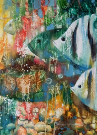 Abstract oil painting Fishes Anatoly Borisovich Tarabanov nTar145