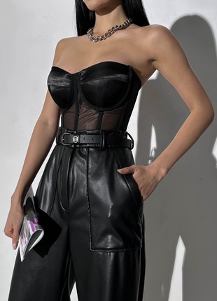 Pants made of eco-leather on fur2 photo
