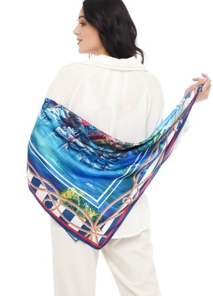 Designer silk scarf "view of Portofino,,