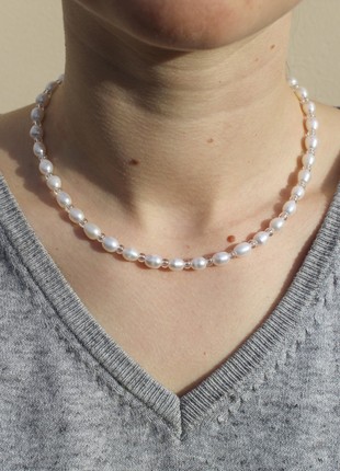 "Elegance" necklace made of natural pearls and Czech beads