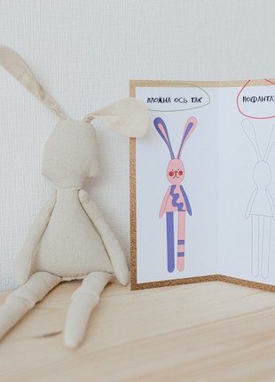 Handmade bunny, Rabbit doll, DIY gift for Kids, Children's Drawing Gift, Kids Drawing3 photo