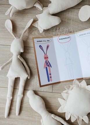 Handmade bunny, Rabbit doll, DIY gift for Kids, Children's Drawing Gift, Kids Drawing6 photo