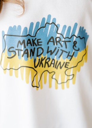 White T-shirt with map print yellow and blue flag Make art & Stand with Ukraine2 photo