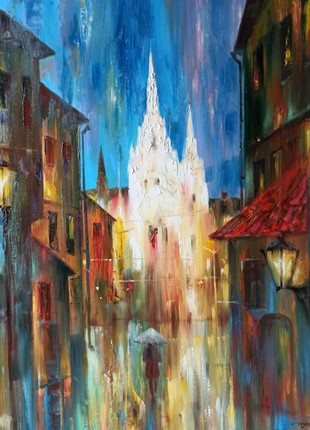 Abstract oil painting Night city Anatoly Borisovich Tarabanov nTar148