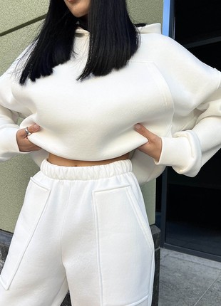 Warm fleece suit in white color2 photo