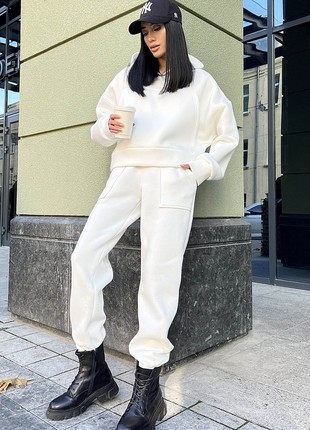 Warm fleece suit in white color1 photo