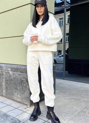 Warm fleece suit in white color5 photo