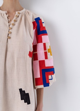 Light linen dress with applique Eva5 photo