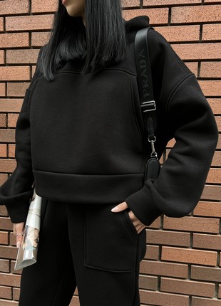 Warm fleece suit in black color2 photo