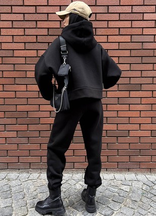 Warm fleece suit in black color4 photo