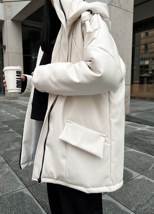 Winter jacket made of artificial leather in white color3 photo