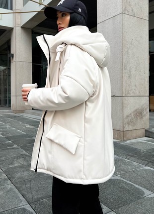Winter jacket made of artificial leather in white color2 photo