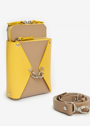 Talia leather bag in beige yellow color2 photo
