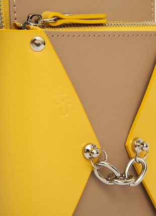 Talia leather bag in beige yellow color3 photo