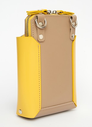 Talia leather bag in beige yellow color4 photo