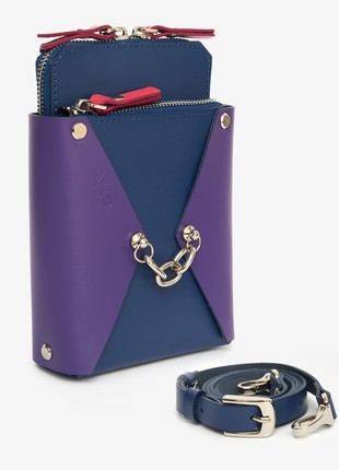 Talia leather bag in blue, violet and pink color2 photo