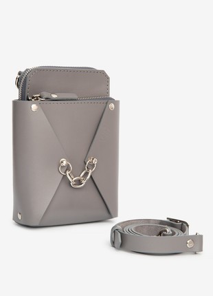 Talia leather bag in grey color2 photo