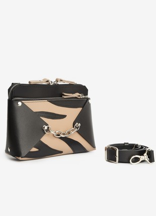Talia  leather zebra bag beige and black  color2 photo