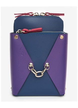 Talia leather bag in blue, violet and pink color