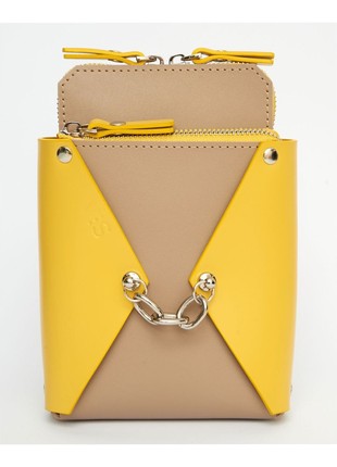 Talia leather bag in beige yellow color1 photo