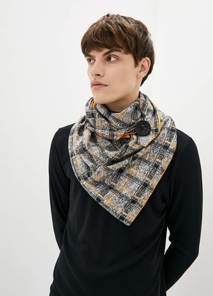 Stylish scarf men double-sided scarf with original clasp, unisex