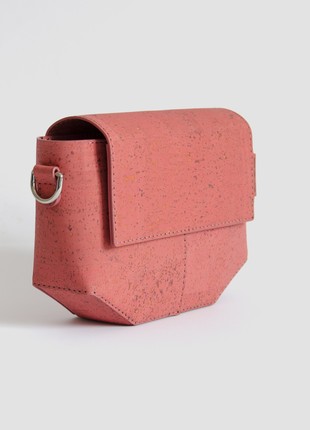 Natural cork leather crossbody bag Pearl in coral color