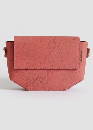Natural cork leather crossbody bag Pearl in coral color4 photo