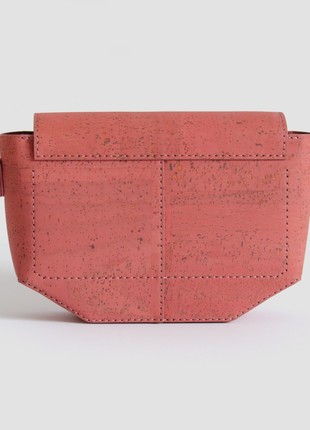 Natural cork leather crossbody bag Pearl in coral color9 photo