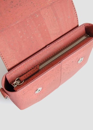 Natural cork leather crossbody bag Pearl in coral color10 photo