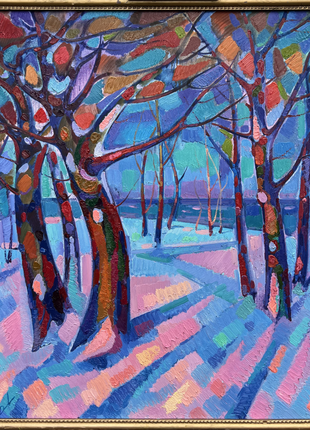 Abstract oil painting Winter landscape Peter Tovpev nDobr773