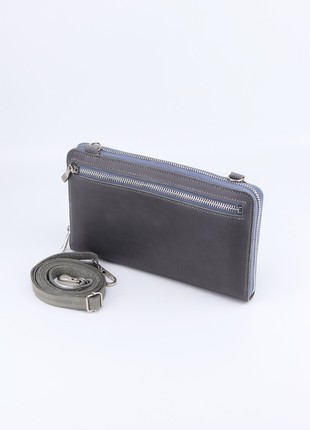 Women's leather crossbody bag wallet for iPhone 14 pro max/ Gray - 10286 photo