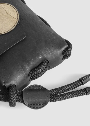 Natural cork crossbody bag Sunset in black color8 photo