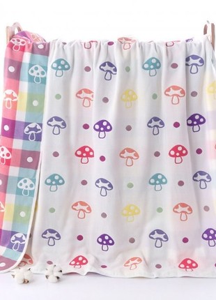 Blanket-bedspread 110x110 cm Iev-Style A10 6-layer muslin "Mushrooms" (2706176)