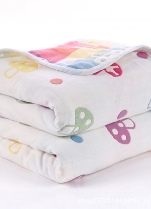 Blanket-bedspread 160x220 cm Iev-Style A10 6-layer muslin "Mushrooms" (2706294)1 photo