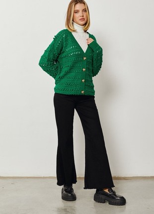 GREEN PATTERNED CARDIGAN GEPUR1 photo