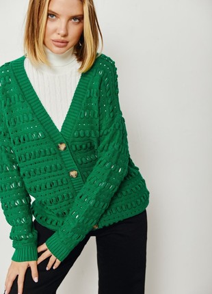GREEN PATTERNED CARDIGAN GEPUR2 photo