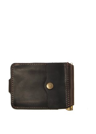 Money clip DNK Leather with small pocket brown