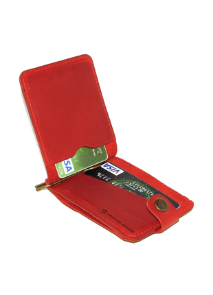 Money clip DNK Leather with small pocket red2 photo