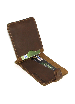 Money clip DNK Leather with small pocket khaki3 photo