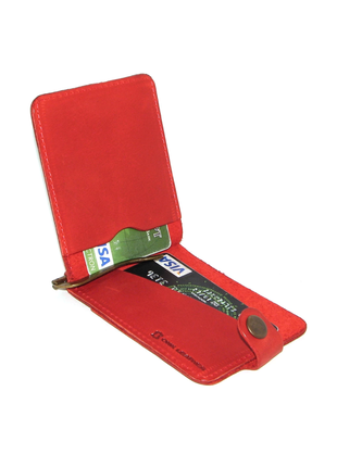 Money clip DNK Leather with small pocket red3 photo