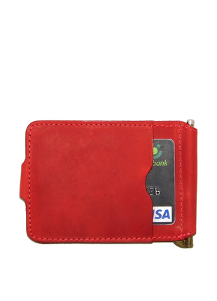 Money clip DNK Leather with small pocket red5 photo