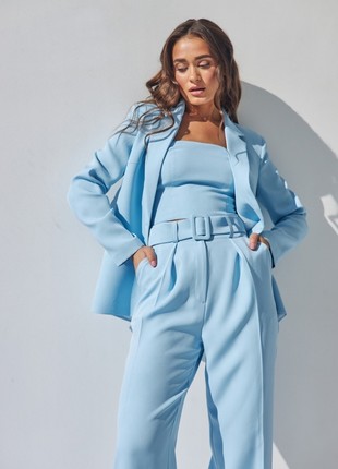 Trouser elegant women's blue three-piece suit2 photo