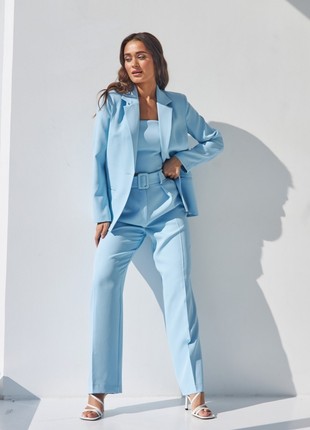 Trouser elegant women's blue three-piece suit4 photo