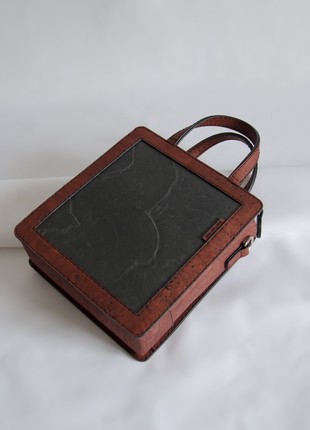 Natural cork handbag Berda in break and granite combination6 photo